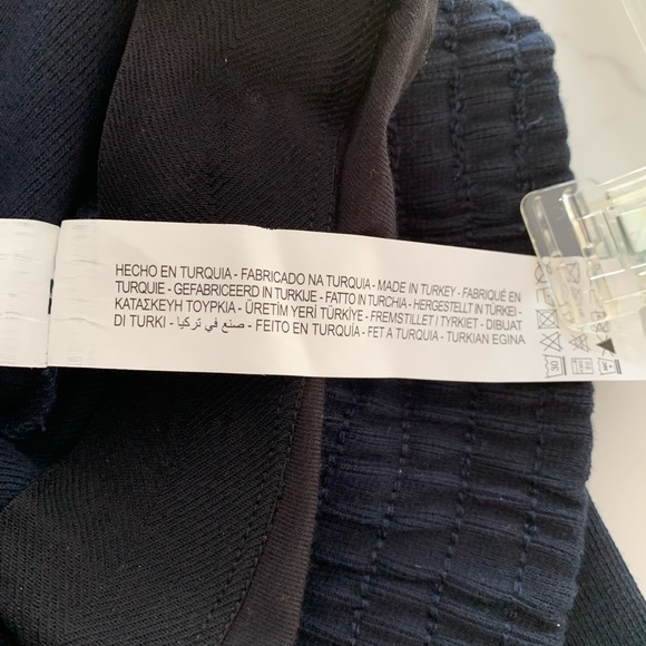 Zara Medium Thick Cotton Wide Leg Opening Navy Pants NWT - Picture 5 of 12